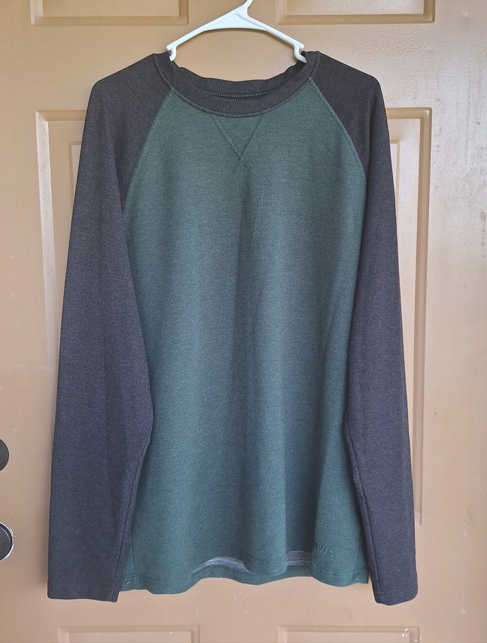 Orvis Mens Large Thick Colorblock Tshirt Hiking Layering Outdoor Grunge